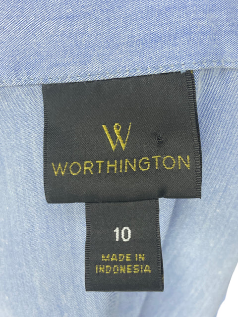 Vestido Whorthington Camisero Mangas Vuelos de Algodón Azul - Talla 10