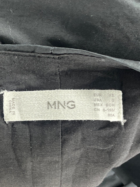 Vestido Ming Abullonado Mini de Algodón Negro - Talla XS