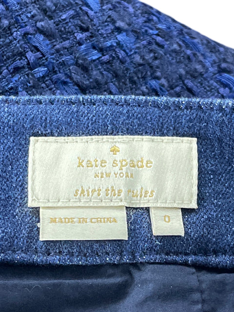 Falda Kate Spade Tweed de Algodón Mini Azul - Talla XS