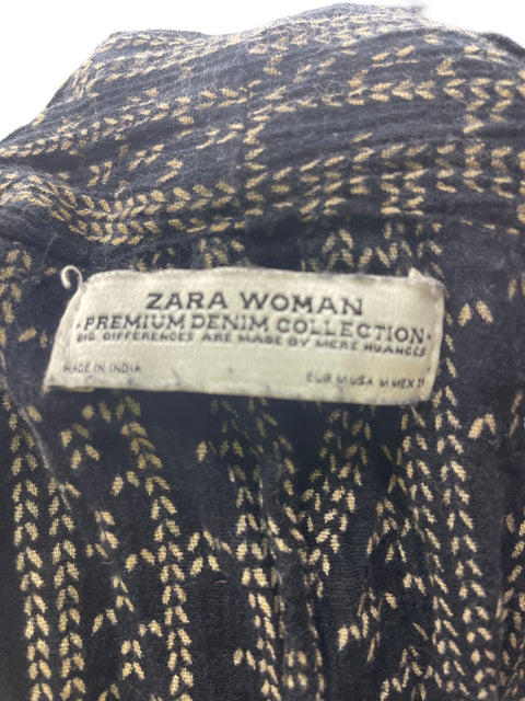 Cardigan Zara Estampado Flecos Negro - Talla M