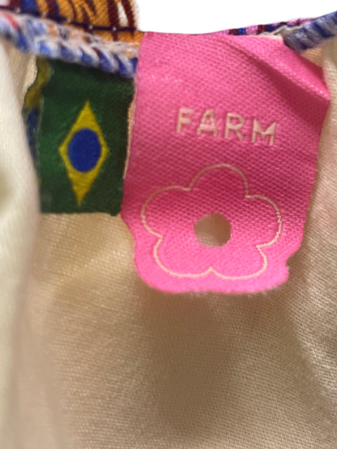Vestido Farm de Algodón Oneshoulders Estampado Azul - Talla M