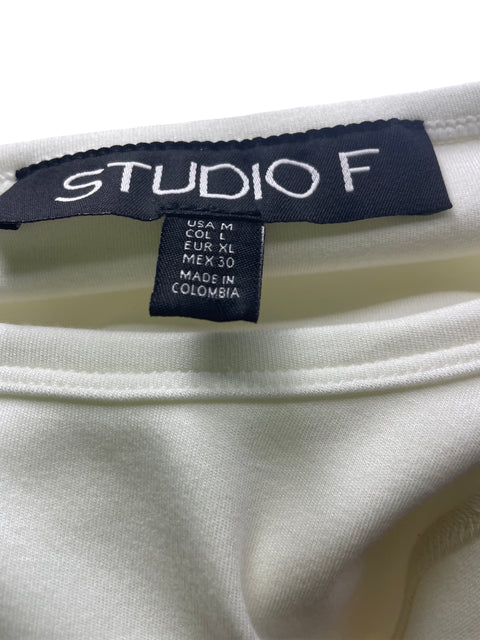 Blusa Studio F de Algodón Liso Bordado Blanco - Talla M
