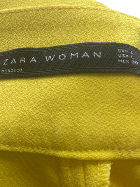 Pantalón Zara Recto Palazo Amarillo - Talla L