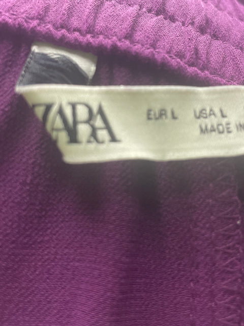 Pantalón Zara Apliques Recto Morado - Talla L