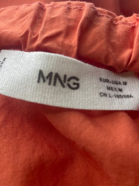 Vestido Mng de Algodón Liso Tiras Naranja - Talla M