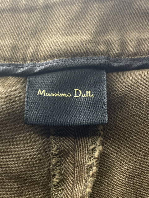 Pantalón Massimo Dutti de Algodón Ajustado Palazo Marrón - Talla 6