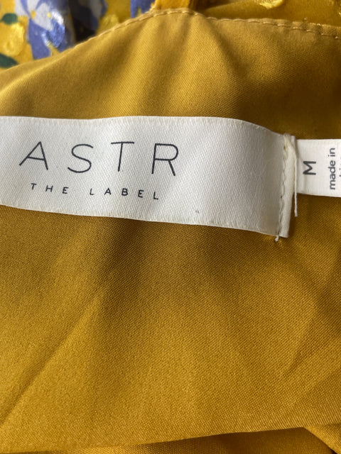 Vestido Astr The Label Estampado Tiras Amarillo - Talla S