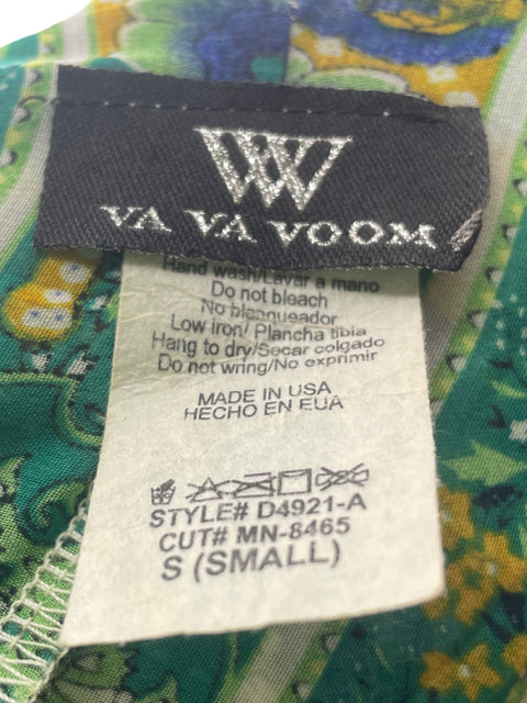 Vestido Va Va Voom Cuello v Vuelos Verde - Talla S