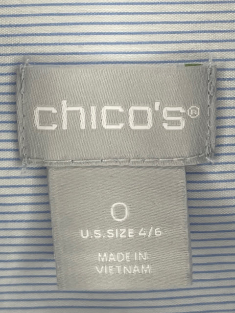 Blusa Chico's de Algodón Manga larga Rayas Azul - Talla 0