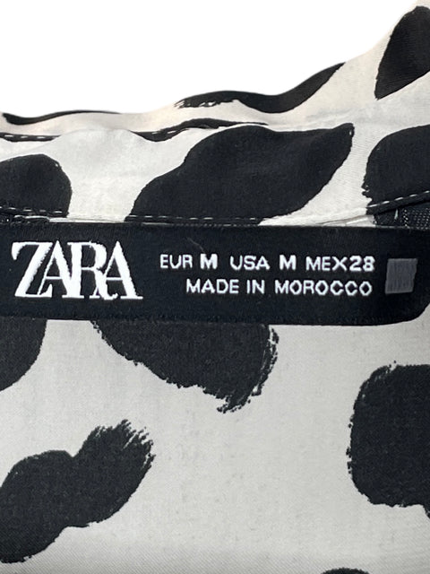 Blusa Zara Manga larga Satinado Blanco - Talla M