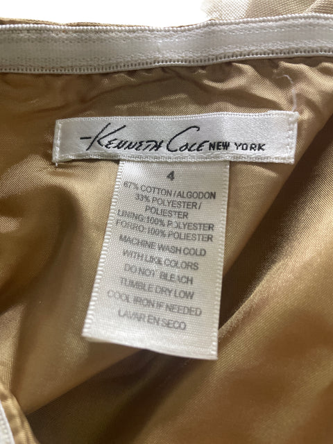 Vestido Kenneth Cole Strapless Satinado Dorado - Talla 4