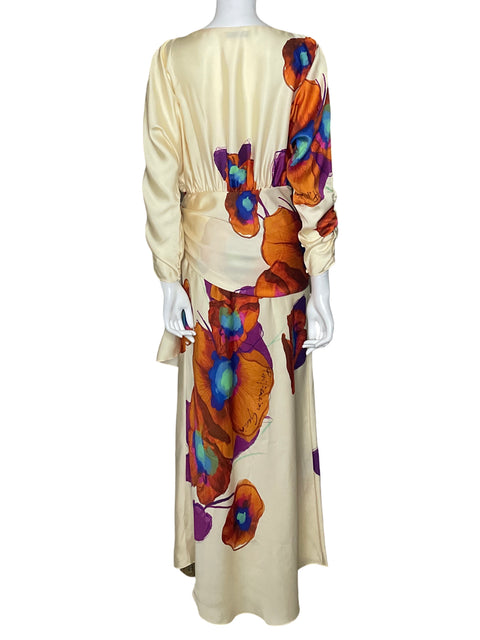 Vestido Purificación García Floral Maxi Beige - Talla M