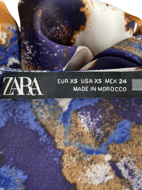 Vestido Zara Midi Estampado Azul - Talla XS