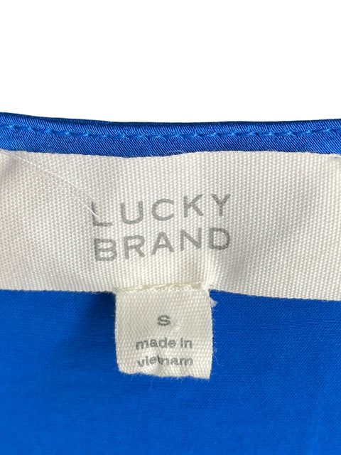 Vestido Lucky Brand Mangas flutter Satinado Azul - Talla S