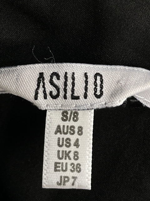 Vestido Asilio Cuello v Tejido Negro - Talla 4