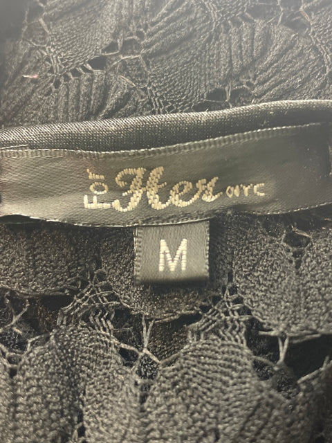 Blusa For Her Troquelado Manga corta Negro - Talla M