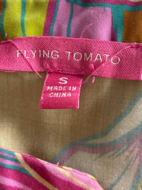 Vestido Flying Tomato Estampado Abullonado Rosado - Talla S