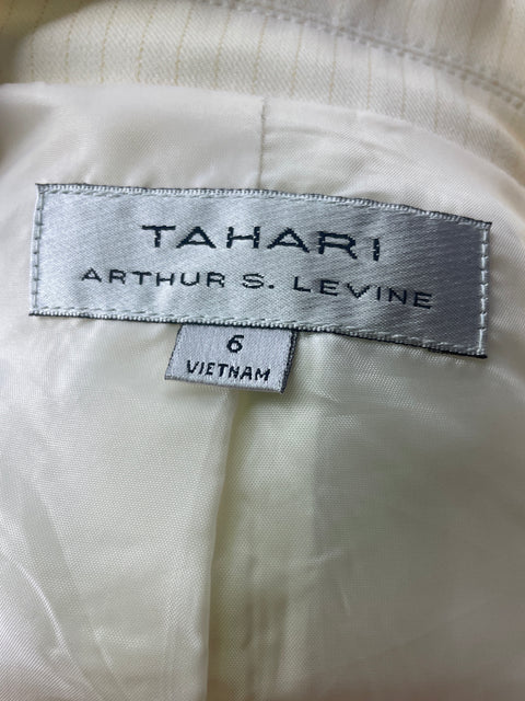 Conjunto Tahari Pantalón/blazer Botones Blanco - Talla 6