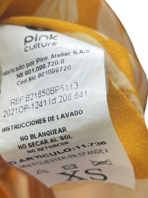 Conjunto Pink Culture Falda/tiras Estampado Amarillo - Talla XS