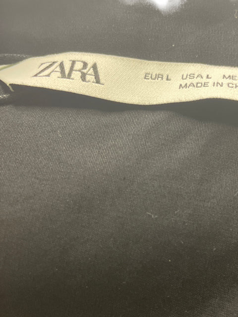 Vestido Zara Troquelado Tejido Negro - Talla L