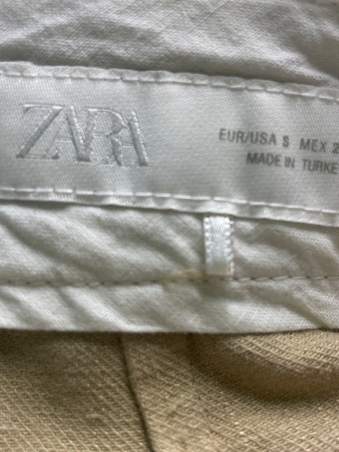 Pantalón Zara Recto Wide-leg Beige - Talla S