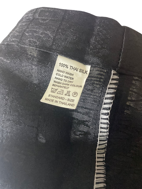 Pantalón Tesoro Tps de Seda Embolvente Estampado Negro - Talla U