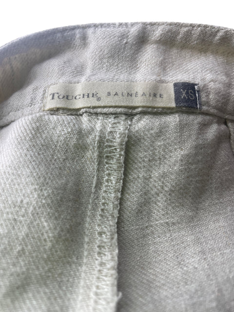 Pantalón Touché de Lino Recto Bolsillo Beige - Talla XS