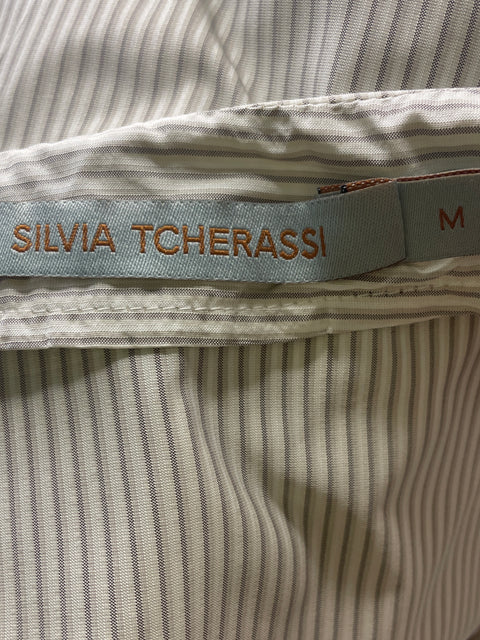 Blusa Silvia Tcherassi Abullonado Rayas Azul - Talla M