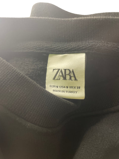 Abrigo Zara de Algodón Manga larga Cuello redondo Negro - Talla S