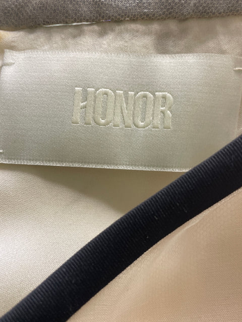 Vestido Honor de Algodón Transparente Midi Beige - Talla S
