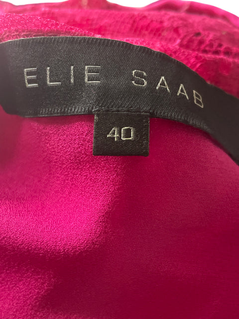 Vestido Elie Saab Encaje Midi Rosado - Talla 40