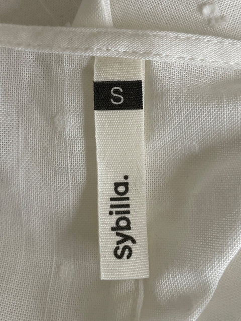 Blusa Sybilla de Algodón Cuello v Vuelos Blanco - Talla S