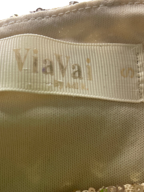 Vestido De Fiesta Via Vai Lentejuelas Ajustado Dorado - Talla S
