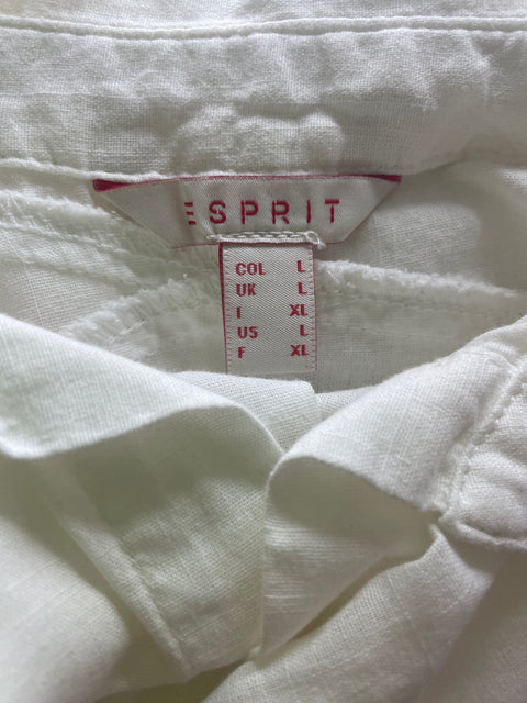 Camisa Esprit de Algodón Estampado Palma Blanco - Talla L