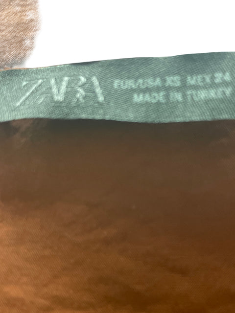 Camisa Zara Cuello redondo Manga larga Marrón - Talla XS
