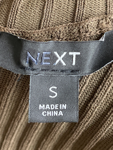 Vestido Next de Viscosa Manga larga Cuero Marrón - Talla S