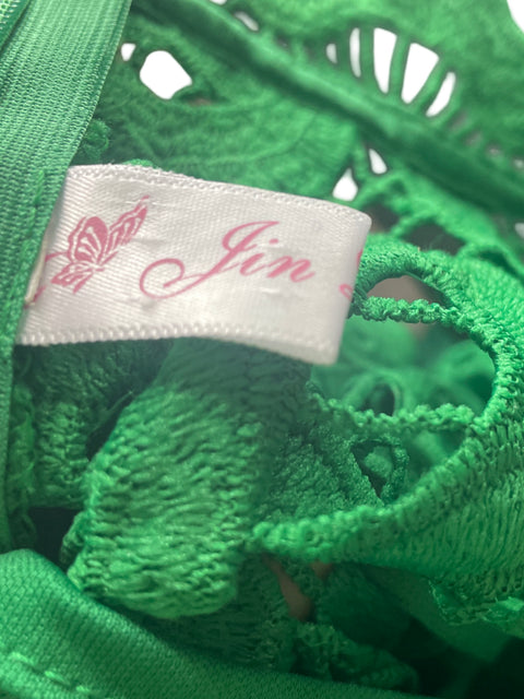 Vestido Jin Light Troquelado Midi Verde - Talla M