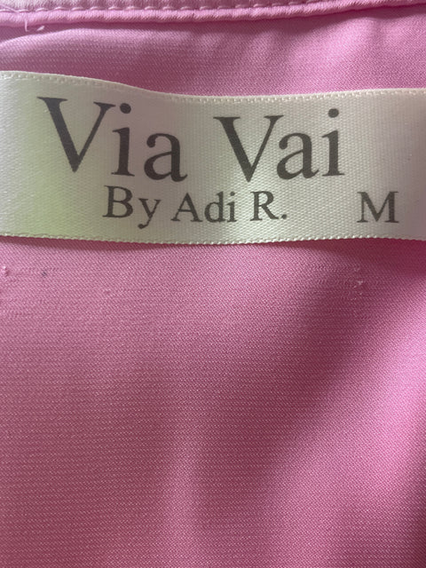 Vestido Vía Vai Liso Satinado Rosado - Talla M