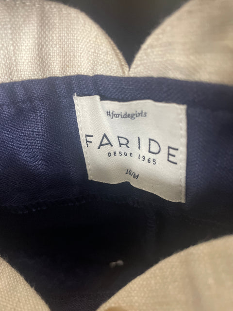 Pantalón Faride de Lino Recto Wide-leg Azul - Talla M
