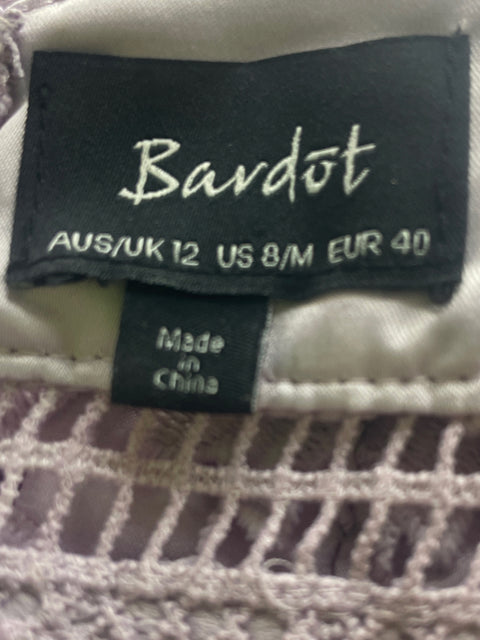 Vestido Bardot Tejido Tiras Morado - Talla 12