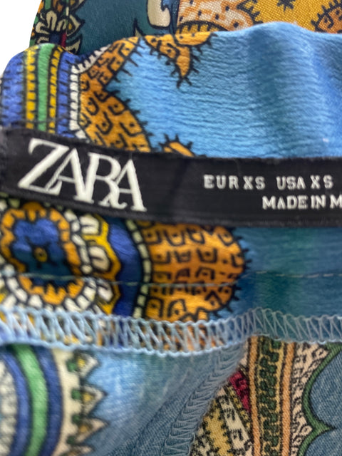 Falda Zara Estampado Suelto Azul - Talla XS
