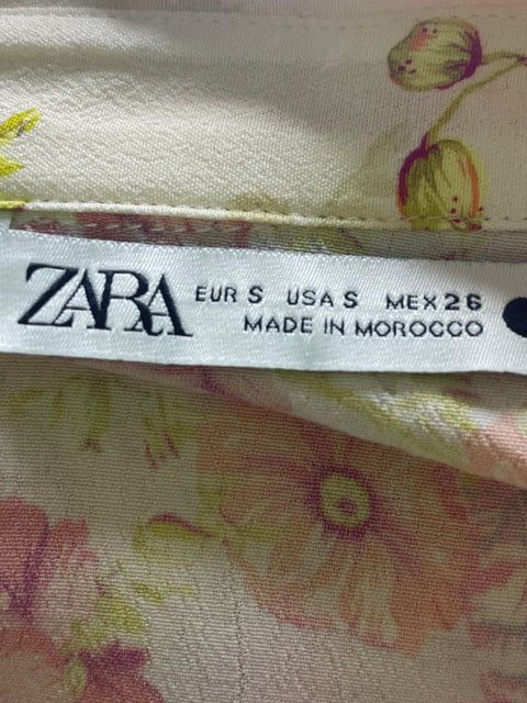 Vestido Zara Estampado Floral Naranja - Talla S