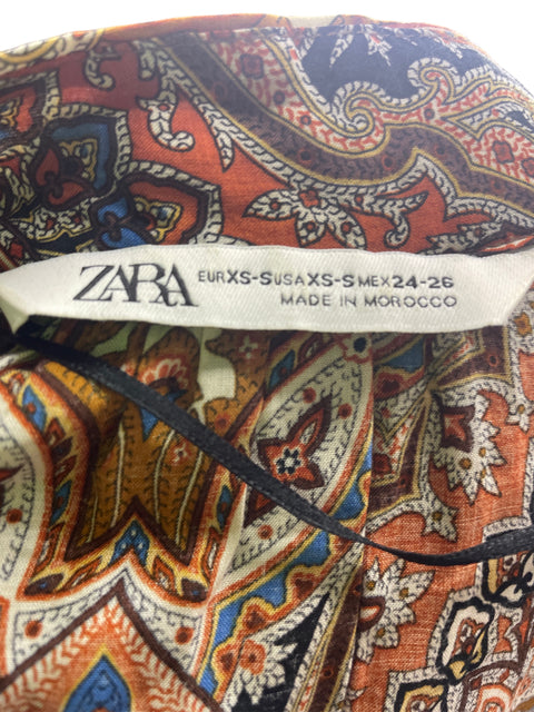Vestido Zara Cuello v Maxi Marrón - Talla XS