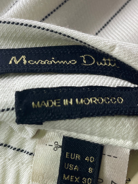 Pantalón Massimo Dutti Rayas Elastico Blanco - Talla 8