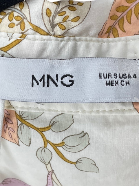 Vestido Mango de Algodón Midi Estampado Beige - Talla S