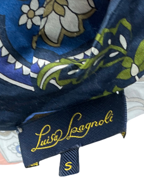 Blusa Luisa Spagnoli Estampado Lazo de Seda Azul - Talla S