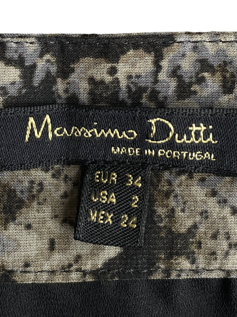 Falda Massimo Dutti Midi Estampado Beige - Talla 2