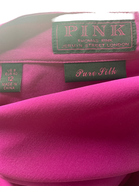 Blusa Pink de Seda Transparente Manga larga Rosado - Talla 12