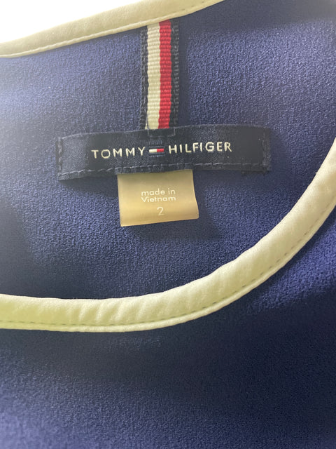 Vestido Tommy Hilfiger Ruchas Liso Azul - Talla 2