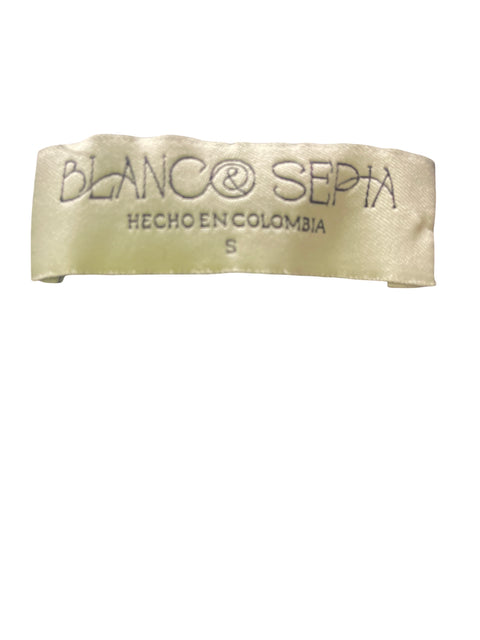 Pantalón Blanco Sepia Estampado Sol Negro - Talla S
